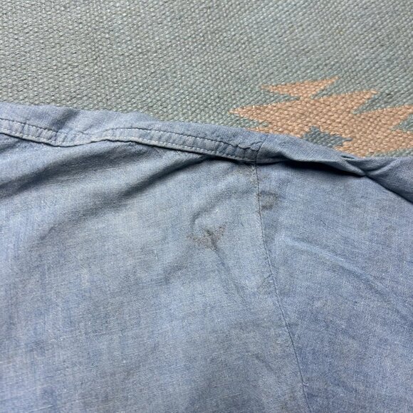 Vintage 1960s chambray work shirt Washington Dee Cee worn stained distressed XL - Picture 10 of 16